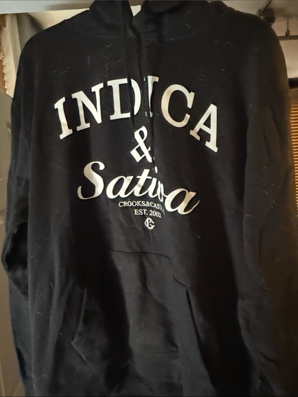 Crooks & Castles Black Hoodie with White Indica & Sativa Print